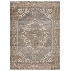 En Blanc Vibe by  Venn Medallion Tan/ Gray Area Rug