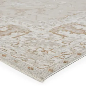 En Blanc Vibe by  Dhaval Oriental Light Gray/ White Area Rug (7'10"X10'10")