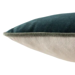 Emerson Lyla Solid Teal/ Cream Poly Lumbar Pillow