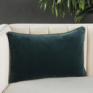 Emerson Lyla Solid Teal/ Cream Poly Lumbar Pillow