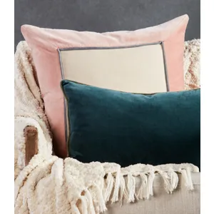 Emerson Lyla Solid Teal/ Cream Poly Lumbar Pillow