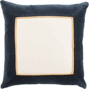 Emerson Hendrix Border Navy/ Cream Down Throw Pillow 22 inch