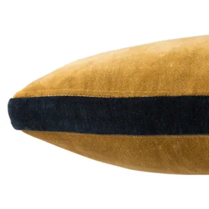 Emerson Bryn Solid Gold/ Navy Poly Throw Pillow 18 inch