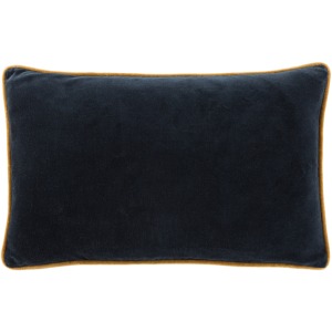 Emerson Lyla Solid Navy/ Cream Poly Lumbar Pillow