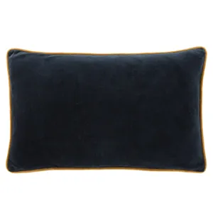 Emerson Lyla Solid Navy/ Cream Poly Lumbar Pillow