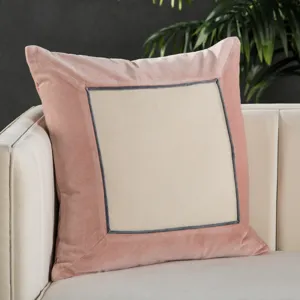 Emerson Hendrix Border Blush/ Cream Poly Throw Pillow 22 inch