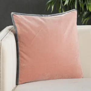 Emerson Bryn Solid Blush/ Gray Down Throw Pillow 18 inch