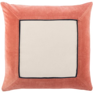Emerson Hendrix Border Coral/ Cream Poly Throw Pillow 22 inch