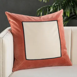 Emerson Hendrix Border Coral/ Cream Poly Throw Pillow 22 inch