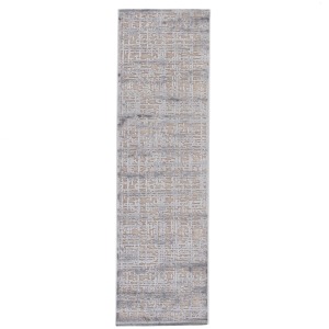 Fables Dreamy Abstract Gray/ Silver Runner Rug (2'6