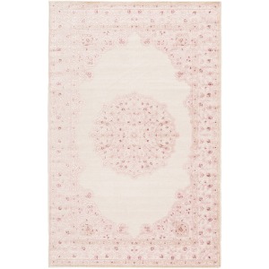 Fables Malo Medallion Pink/ White Area Rug