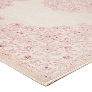 Fables Malo Medallion Pink/ White Runner Rug (2'6"X8')