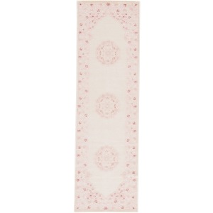 Fables Malo Medallion Pink/ White Runner Rug (2'6
