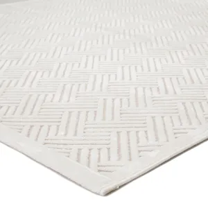 Fables Thatch Geometric White Area Rug (5'X7'6")