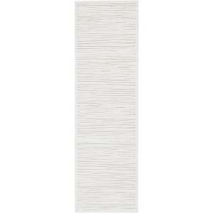 Fables Linea Abstract White Runner Rug (2'6