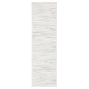 Fables Linea Abstract White Runner Rug (2'6"X8')