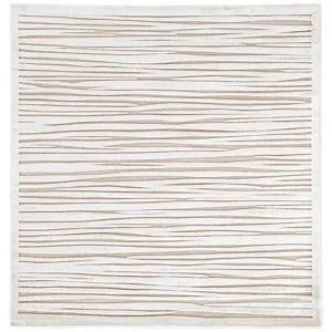 Fables Linea Abstract White Square Area Rug (6'X6')
