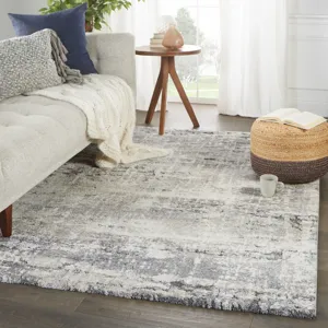 Ferris Vibe by  Benton Abstract Gray/ Ivory Area Rug (8'X10')