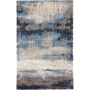 Genesis Benna Handmade Abstract Blue/ Gray Area Rug