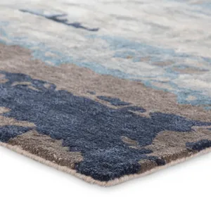 Genesis Benna Handmade Abstract Blue/ Gray Area Rug (6'X9')