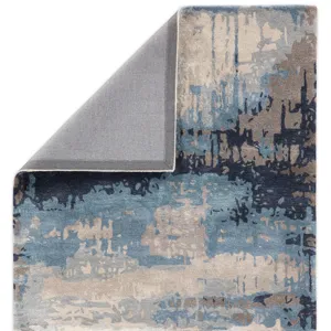 Genesis Benna Handmade Abstract Blue/ Gray Area Rug (6'X9')