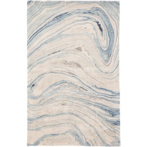 Genesis Atha Handmade Abstract Blue/ Gray Area Rug
