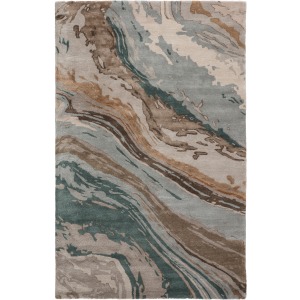 Genesis Conley Handmade Abstract Teal/ Light Gray Area Rug