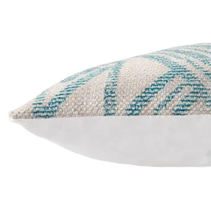 Groove by Nikki Chu Nikki Chu by  Malae Indoor/ Outdoor Tribal Turquoise/ Cream Throw Pillow 22 inch
