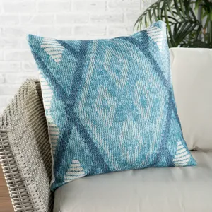 Groove by Nikki Chu Nikki Chu by  Sadler Indoor/ Outdoor Tribal Blue/ White Throw Pillow 22 inch