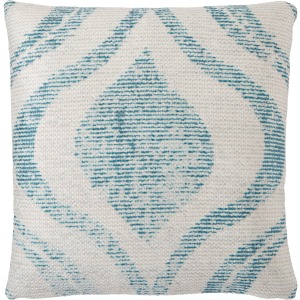 Groove by Nikki Chu Nikki Chu by  Cymbal Indoor/ Outdoor Geometric Teal/ Cream Throw Pillow 18 inch