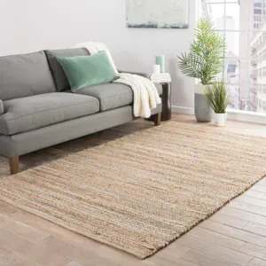 Himalaya Canterbury Natural Solid Beige/ Blue Area Rug (3'6"X5'6")