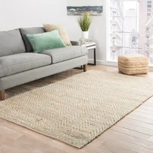 Himalaya Reap Natural Chevron Tan/ Green Area Rug (3'6"X5'6")