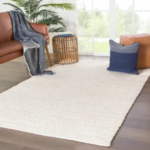 Himalaya Canterbury Handmade Solid White/ Beige Area Rug (9'X12')