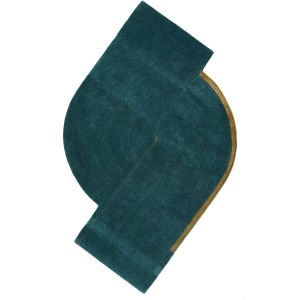 Iconic Zephyr Handmade Abstract Teal/ Gold Area Rug (6'X8'4