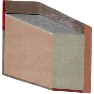 Iconic Tauri Handmade Geometric Pink/ Gray Square Rug