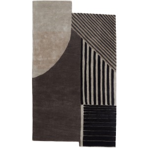 Iconic Ginata Handmade Geometric Gray/ Black Area Rug