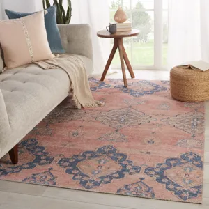 Kairos Vibe by  Adalee Medallion Pink/ Blue Runner Rug (2'6"X7'6")