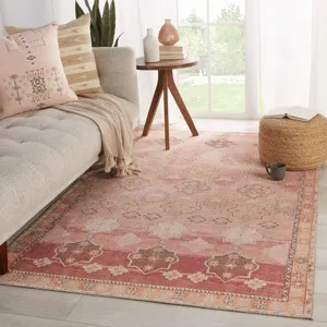 Kairos Vibe by  Bijou Medallion Pink/ Orange Area Rug (5'X7'6")