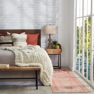 Kairos Vibe by  Bijou Medallion Pink/ Orange Runner Rug (2'6"X7'6")