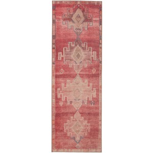Kairos Vibe by  Evadne Medallion Pink/ Blue Runner Rug (2'6