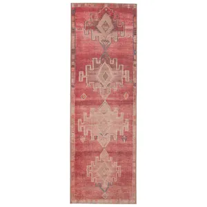Kairos Vibe by  Evadne Medallion Pink/ Blue Runner Rug (2'6"X7'6")
