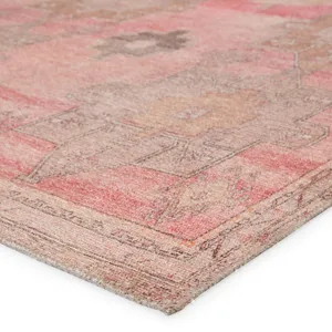Kairos Vibe by  Faron Medallion Pink/ Tan Runner Rug (2'6"X7'6")
