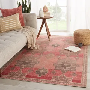 Kairos Vibe by  Faron Medallion Pink/ Tan Area Rug (5'X7'6")