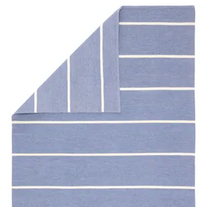 Lanai Corbina Indoor/ Outdoor Stripe Blue/ Ivory Area Rug (8'10"X11'9")