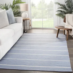 Lanai Corbina Indoor/ Outdoor Stripe Blue/ Ivory Area Rug (8'10"X11'9")