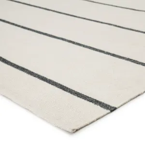 Lanai Corbina Indoor/ Outdoor Stripe Ivory/ Dark Gray Area Rug (5'X8')