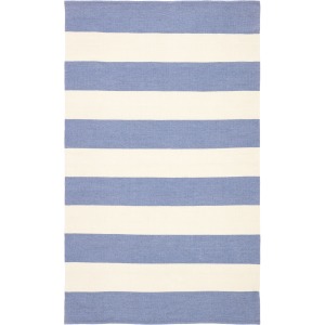 Lanai Remora Indoor/ Outdoor Stripe Blue/ Ivory Area Rug