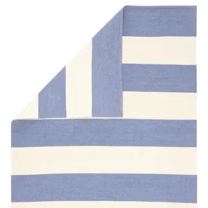 Lanai Remora Indoor/ Outdoor Stripe Blue/ Ivory Area Rug (5'X8')