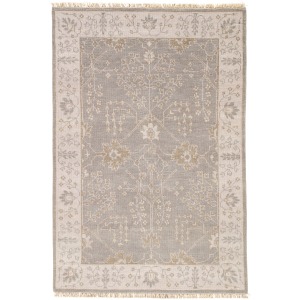 Liberty Reagan Hand-Knotted Bordered Gray/ Beige Area Rug