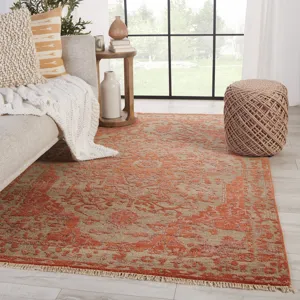 Liberty Azar Hand-Knotted Medallion Rust/ Taupe Area Rug (10'X14')